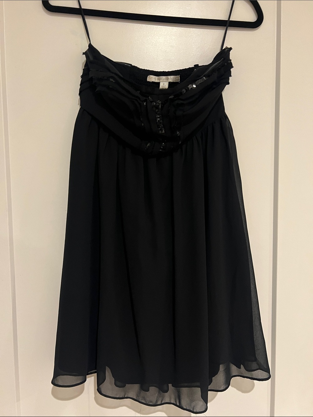 LC Lauren Conrad Black Strapless Chiffon Dress with Sequin Accents